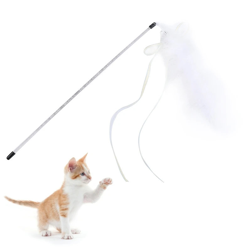 

1pcs Cat Teaser Wand Toy Funny Interactive Feather Stick Mouse Cage Toys Plastic Artificial Colorful Cat Teasing Toy Supplies