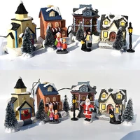 10pcsset christmas doll figurine house village building for children gift 4w