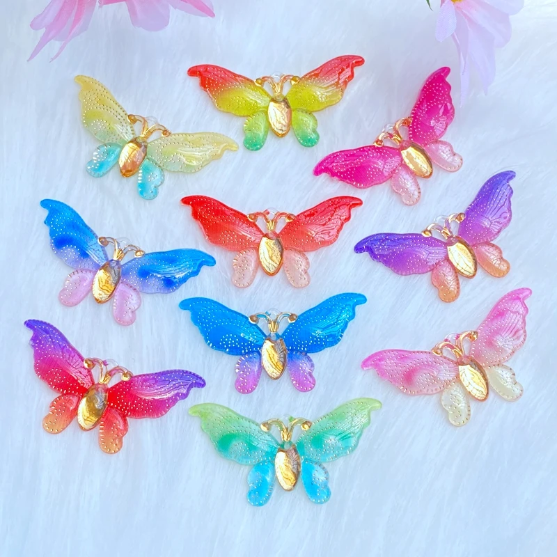 

10Pcs New Cute Mixed Beautiful Butterfly Flat Back Acrylic Cabochons Scrapbooking DIY Jewelry Craft Decoration Accessories Q36
