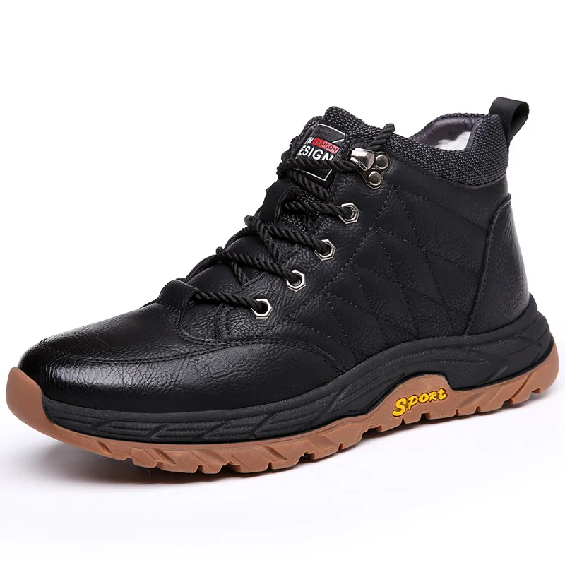 

2022 Winter Men Boots Wool Fur Casual Shoes Leather Designer Outdoors Snow Warm Ankle Boots For Man