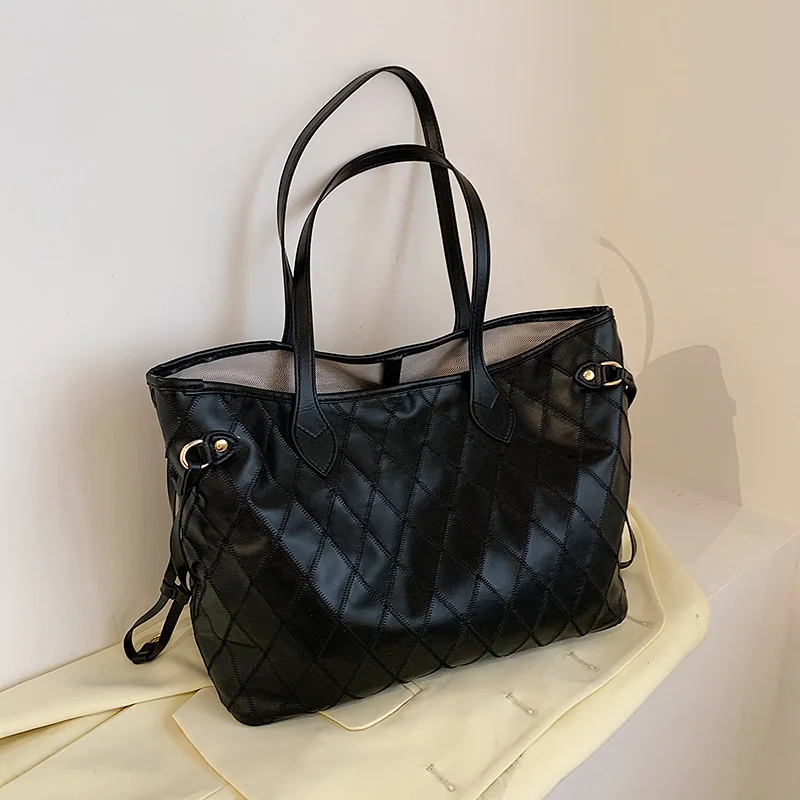 

Large bag female new fashion ins lazy wind large capacity Pu linggotuo bag leisure shoulder bag