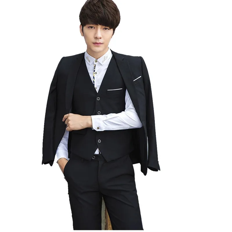 

7 piece set New Men's Suit Suit Slim Style in Korean Version Custom Business Dress Bridegroom Wedding Dress
