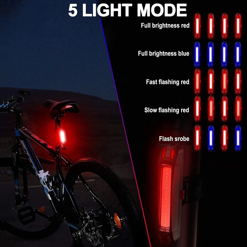 Bike Tail Light 2 Pack USB Rechargeable 500Mah Lithium Battery 5 Mode Options | Спорт и развлечения