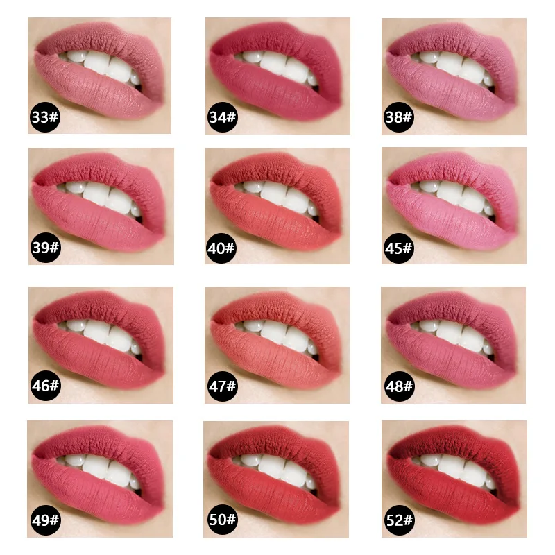 

Hot Sale Lipstick Waterproof Matte Velvet Glossy Lip Gloss Lipstick 12 Colors Star Sexy Red Brown Pigments Beauty Lip