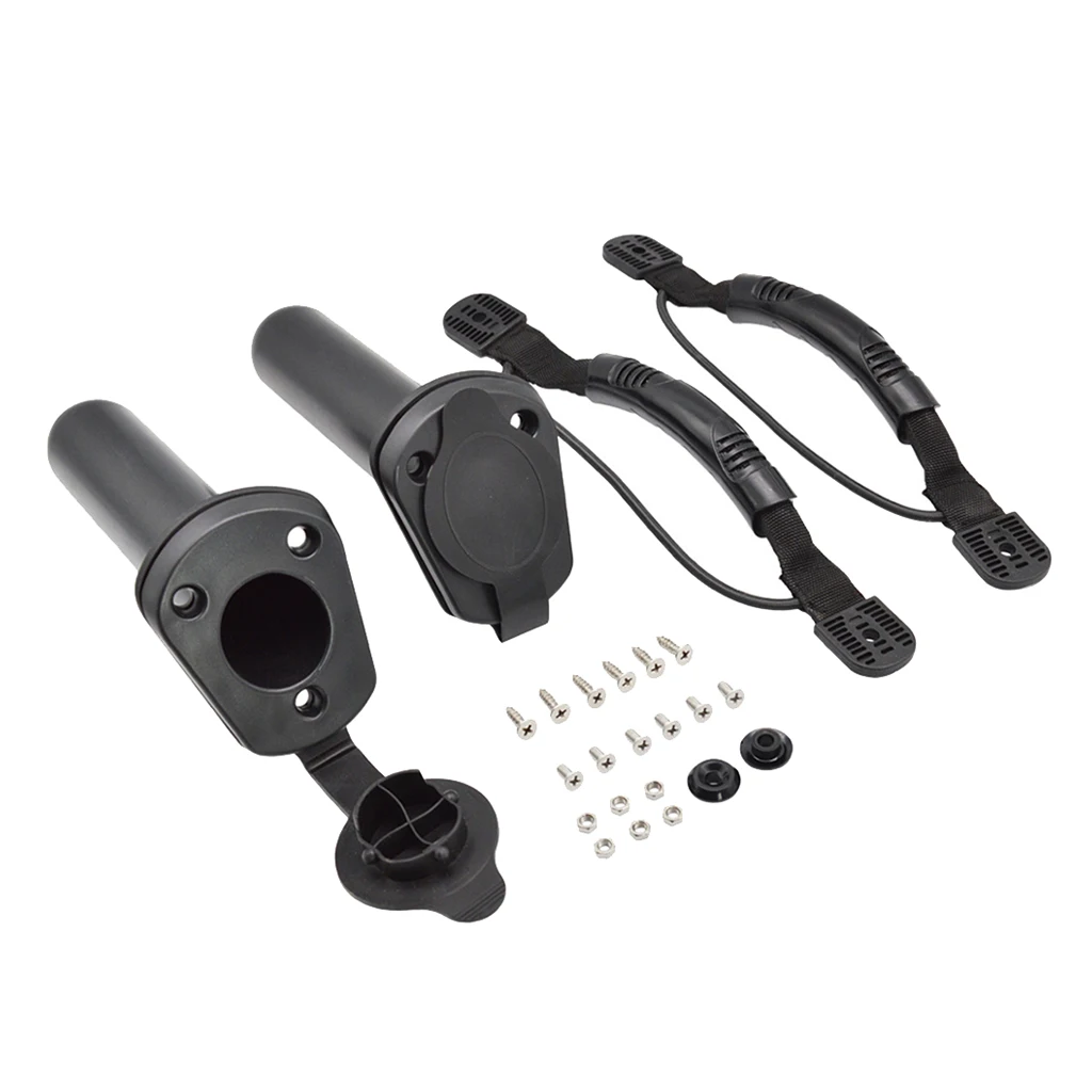 

2pcs Nylon Kayak Carry Handle with Bungee Cord and 2pcs Flush Mount 30 Degree Fishing Rod Holder