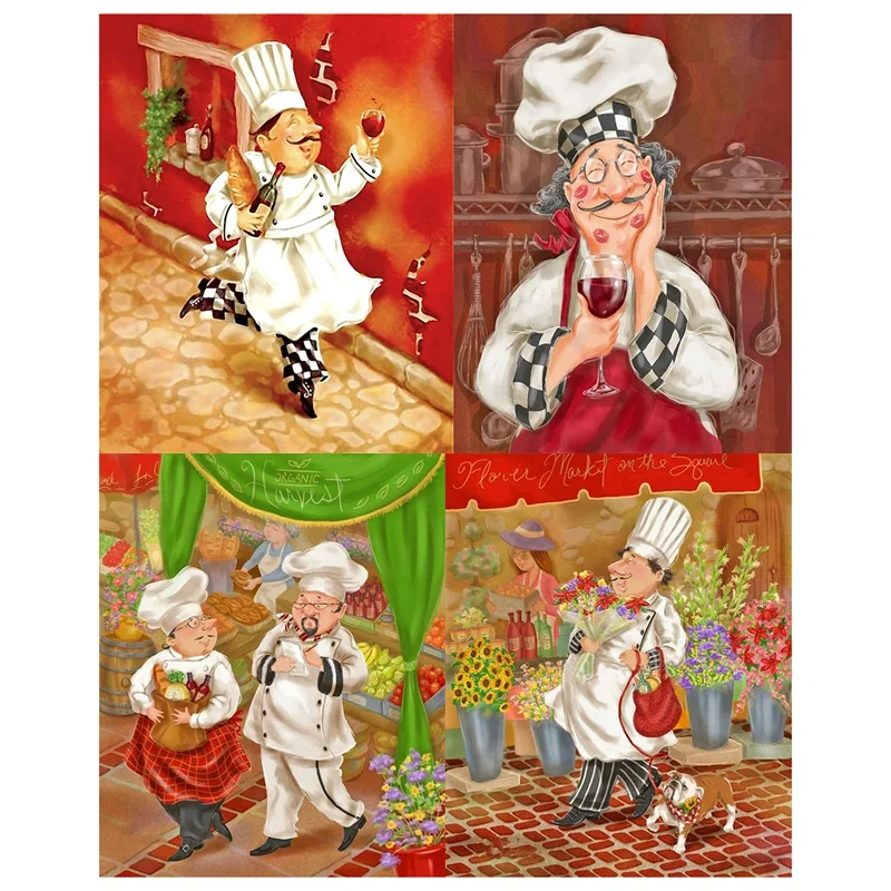 

4 шт., алмазная картина «шеф-повар»