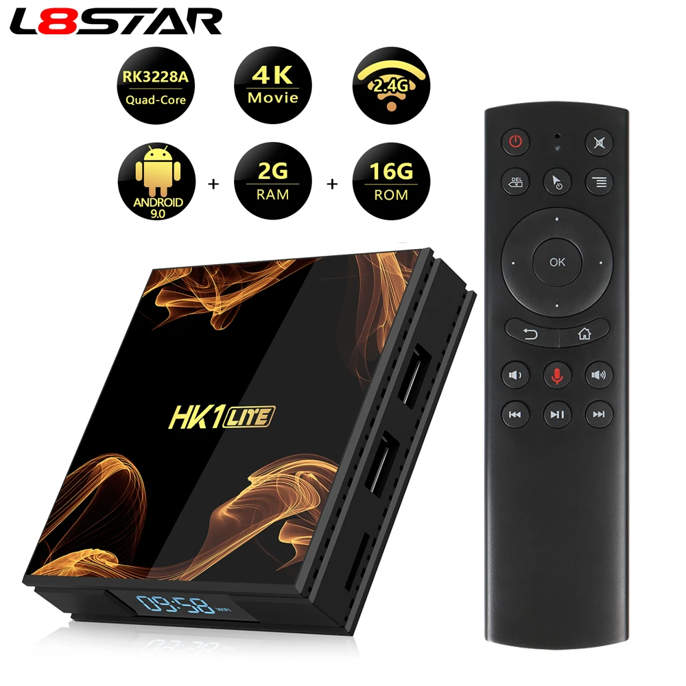 HK1LITE RK3228A Android 9 0 2 Гб ОЗУ 16 ПЗУ четырехъядерный 4G WiFi Смарт ТВ приставка H.265 4K Отт