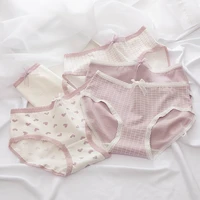 panties female autumn and winter new sexy comfortable thread panties female cute bow large size cotton striped briefs purple