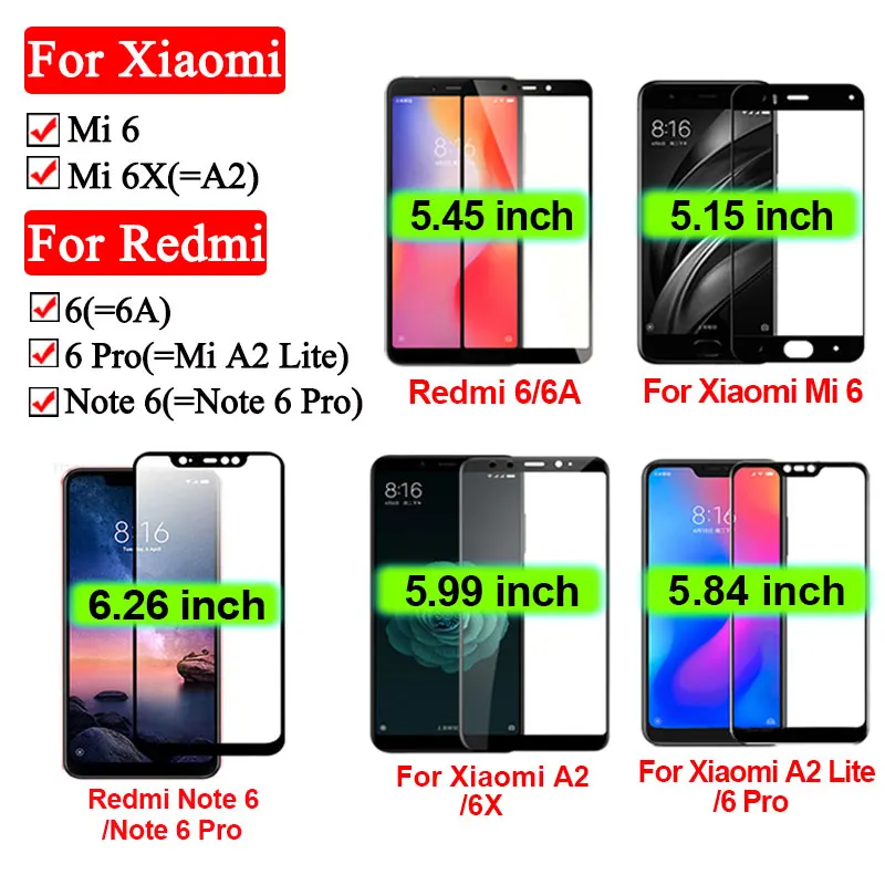Tempered glass armor on for xiaomi redmi mi a2 lite ksiomi 6a note 6 pro 6pro a note6 screen protector tremp readmi xiaomei film | Мобильные