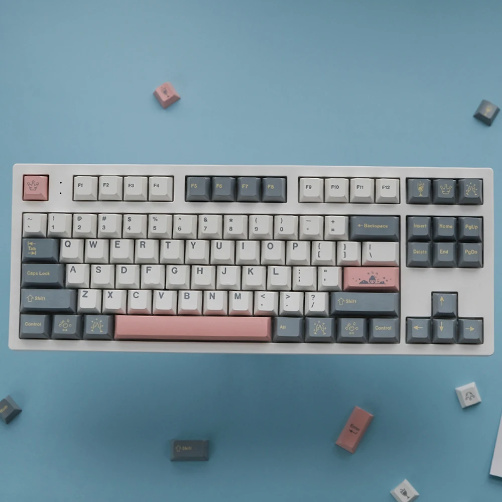 Momo Yume Grey Pink Keycaps For Cherry Mx Gateron Kailh Box TTC Switch Mechanical Keyboard Profile Shading PBT Key Cap | Компьютеры и
