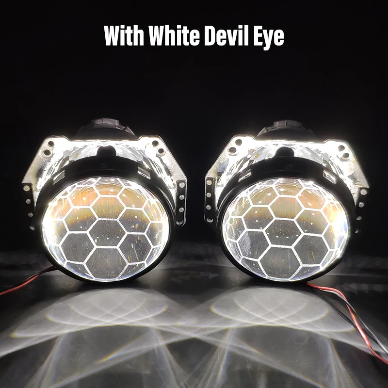 With White Devil Eye Для Hella 3R G5 5 фары линзы Honeycomb HID проектор D1 D2 D3 D4 Bi-xenon 3,0 травление линзы тюнинг аксессуары футбольный стиль - Цвет: With White Devil Eye