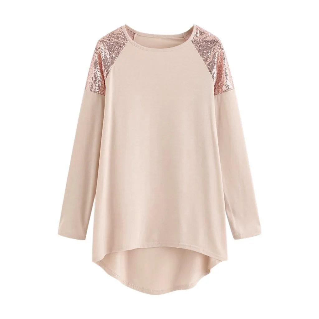 Женская туника с круглым вырезом и длинными рукавами контрастная Лоскутная