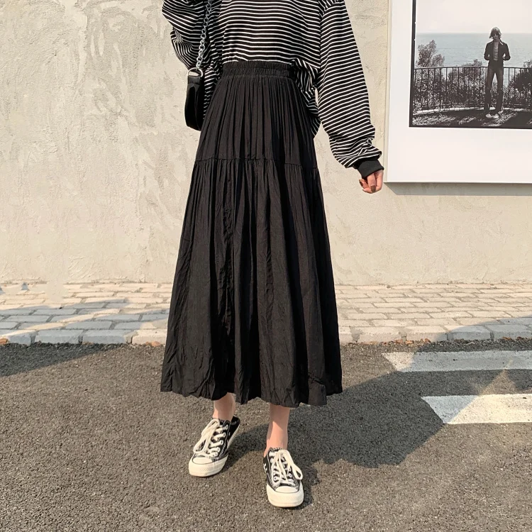

Cheap wholesale 2021 spring summer autumn new fashion casual sexy women Skirt woman female OL long skirt pleated skirt Fy0220