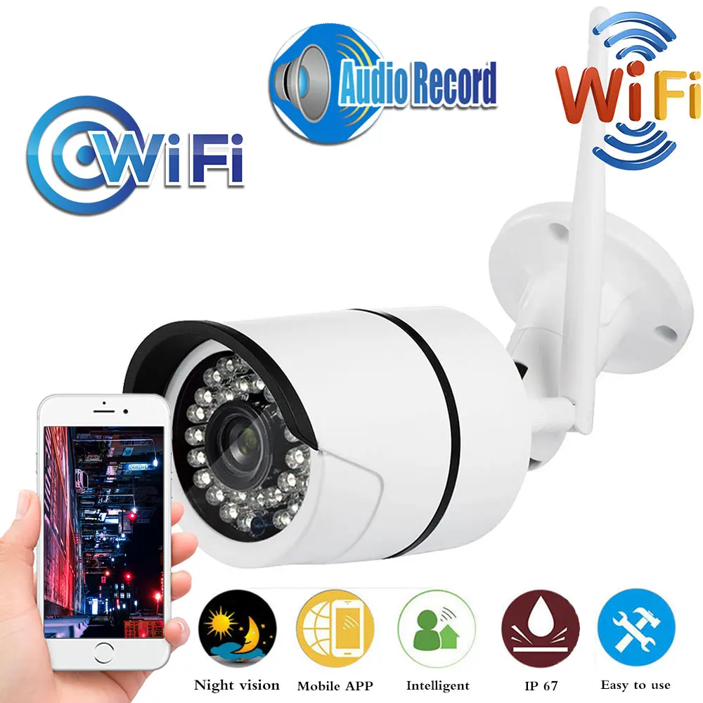 1080P 2MP IP Камера видеонаблюдения открытый пуля с поддержкой Wi Fi Водонепроницаемый