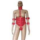 Женский корсет из искусственной кожи, с закрывающимися манжетами, с прикрепленным колье-чокером, костюм фетиш