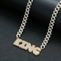 customized name pendent necklaces ice out of cubic zirconia cuban chain necklace baguette personalized hip hop jewelry necklace