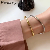 foxanry 925 stamp bracelet for women new trend elegant vintage irregular texture bangles girl party jewelry lover gift