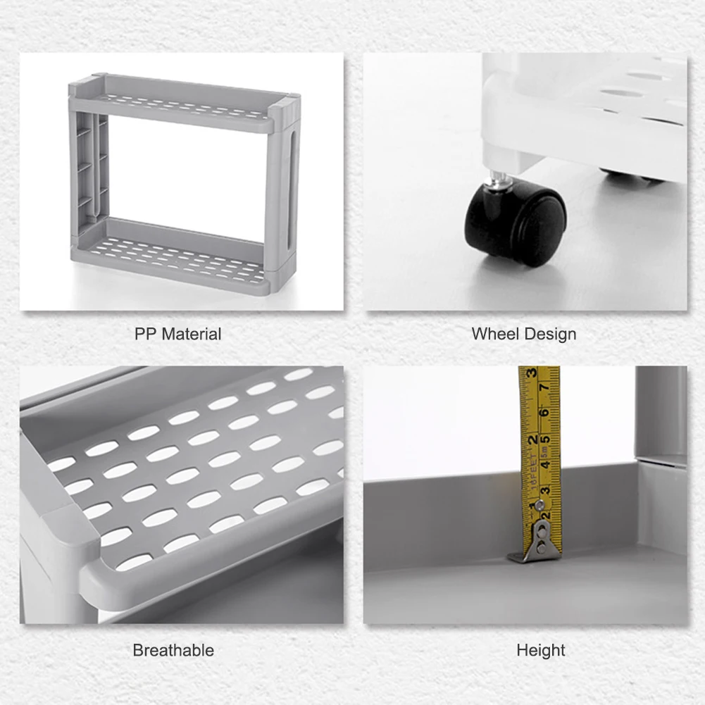 

Bathroom Rack Holder Shelf Kitchen Removable Wheeled Storage Rack