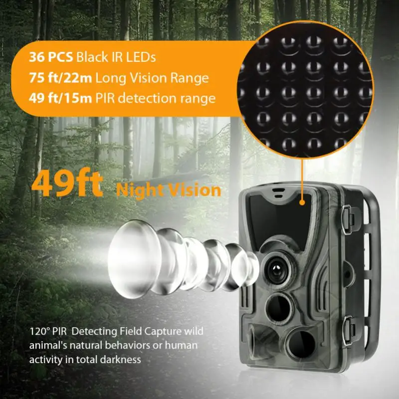 

HC801A 1080P 16MP Hunting Trail Camera Traps 0.3s Trigger Time Wildlife Scouting Night Inspecting IP65 Photo Waterproof Camera