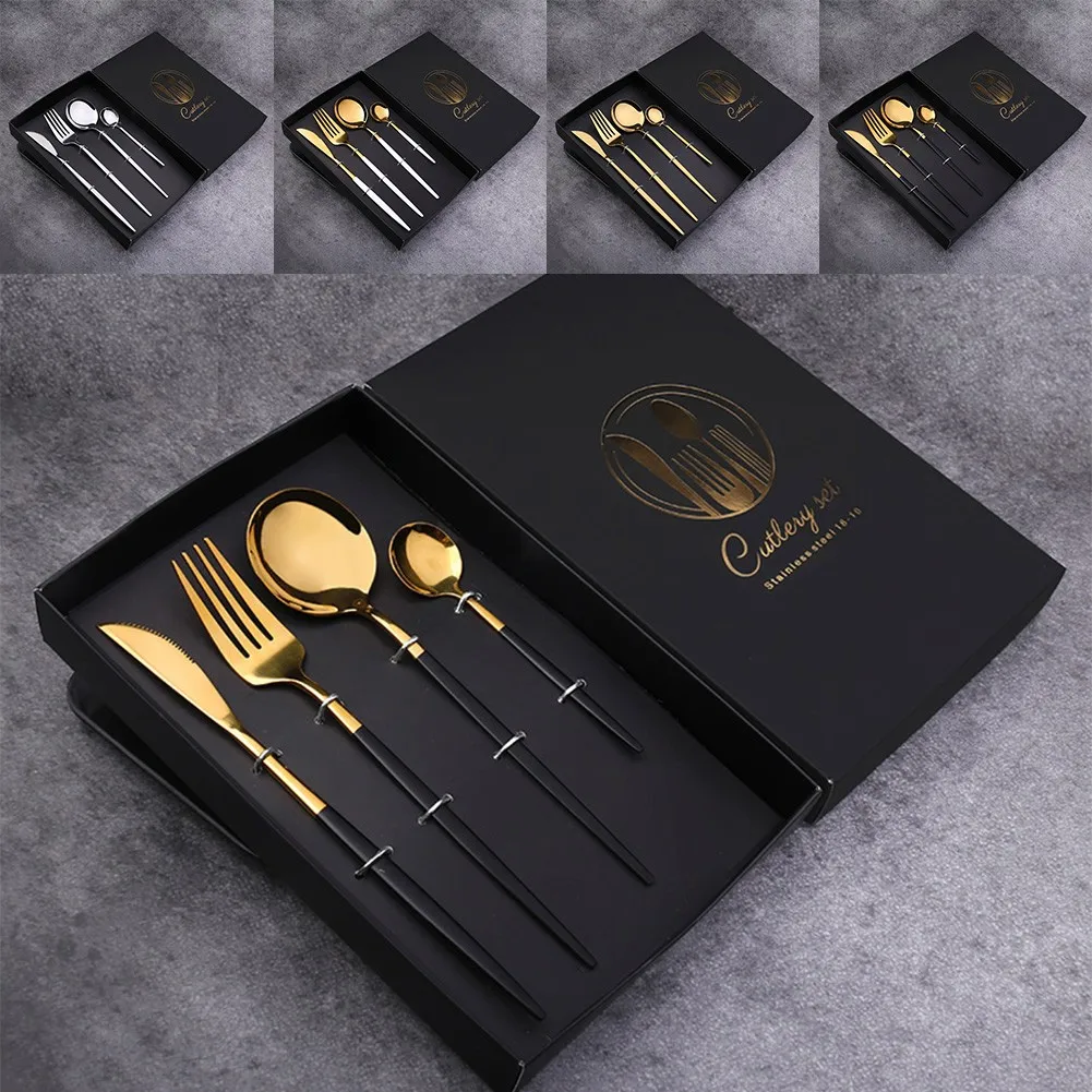 

Silverware Stainless Steel Dish Kitchen Accessories Cutlery Sets Portable Fork Spoon Knifes Eco Friendly Tableware Best Gift