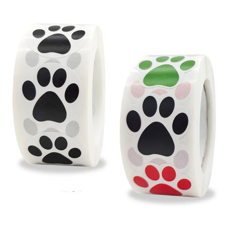 

500pcs Cute Cat Paw Stickers Circle Kawaii Dog Seal Labels for Small Business Cards Gift Wrapping Birthday Party Favor Kids