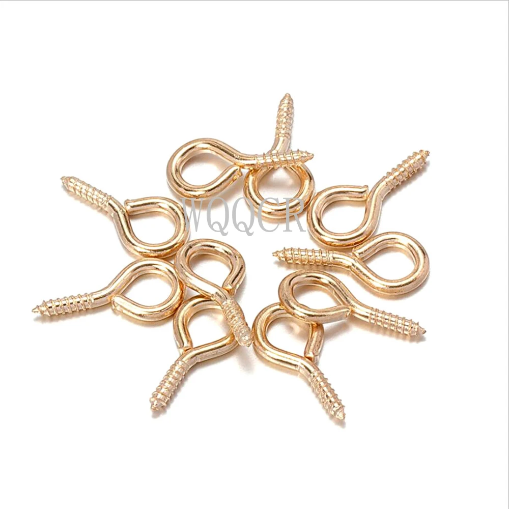 Маленькие крошечные мини-штифты Eyepins крючки петли винтовые резьбовые золотые