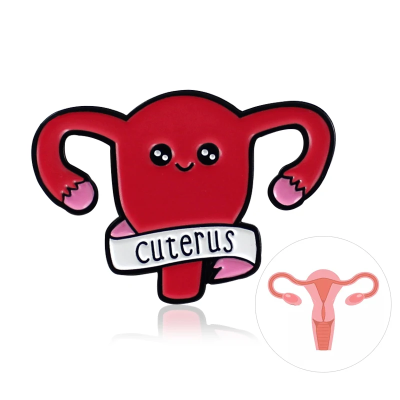 Симпатичные ботинки с красными CUTERUS эмаль на булавке женский Органы матки