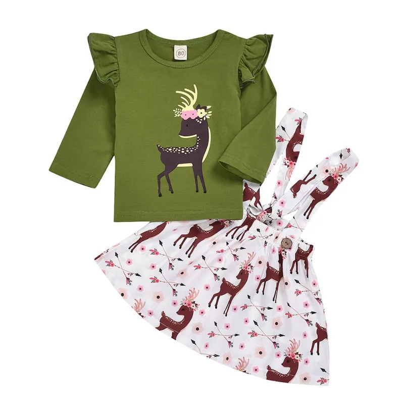 Рождественский комплект одежды из 2 предметов для маленьких девочек 12 мес. 5 лет