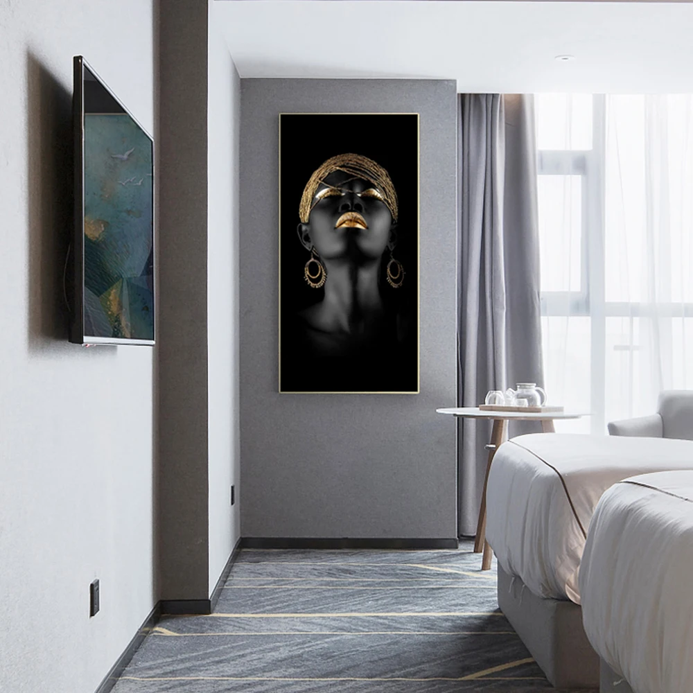 

Modern Art Canvas Painting African Beatiful Black Woman Posters and Prints Wall Art Pictures For Living Room Cuadros Home Decor