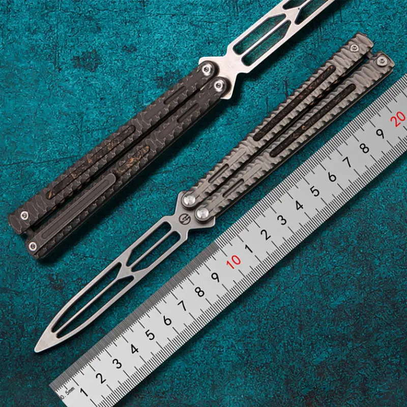 Тренировочный нож-бабочка Maxace Obsidian S90V стальное лезвие ручка из титанового сплава