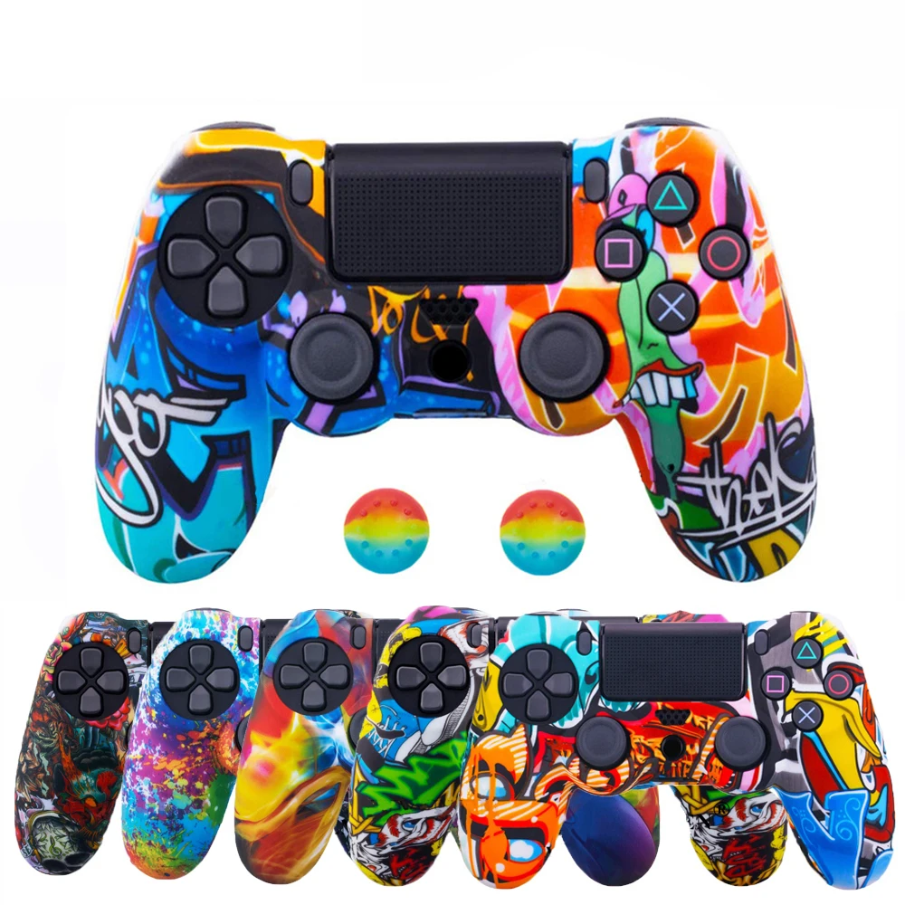 

ZOMTOP Silicone Camo Protective Skin Case for Sony Dualshock 4 PS4 DS4 Pro Slim Controller Thumb Grips Joystick Caps