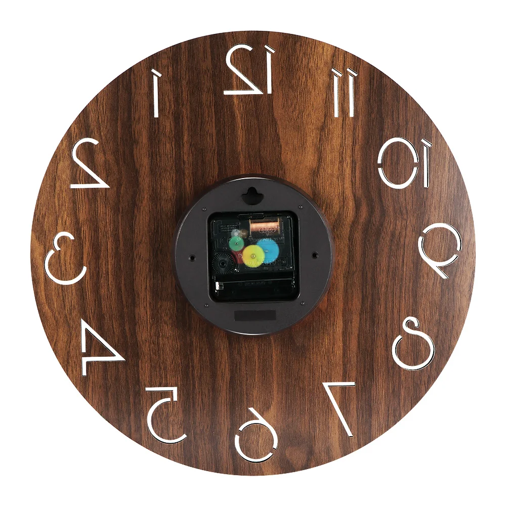 House Non-Toxic 12 Inch Wooden Wall Clock Mute Hanging For Living Room Kitchen Bedroom Coffee | Дом и сад