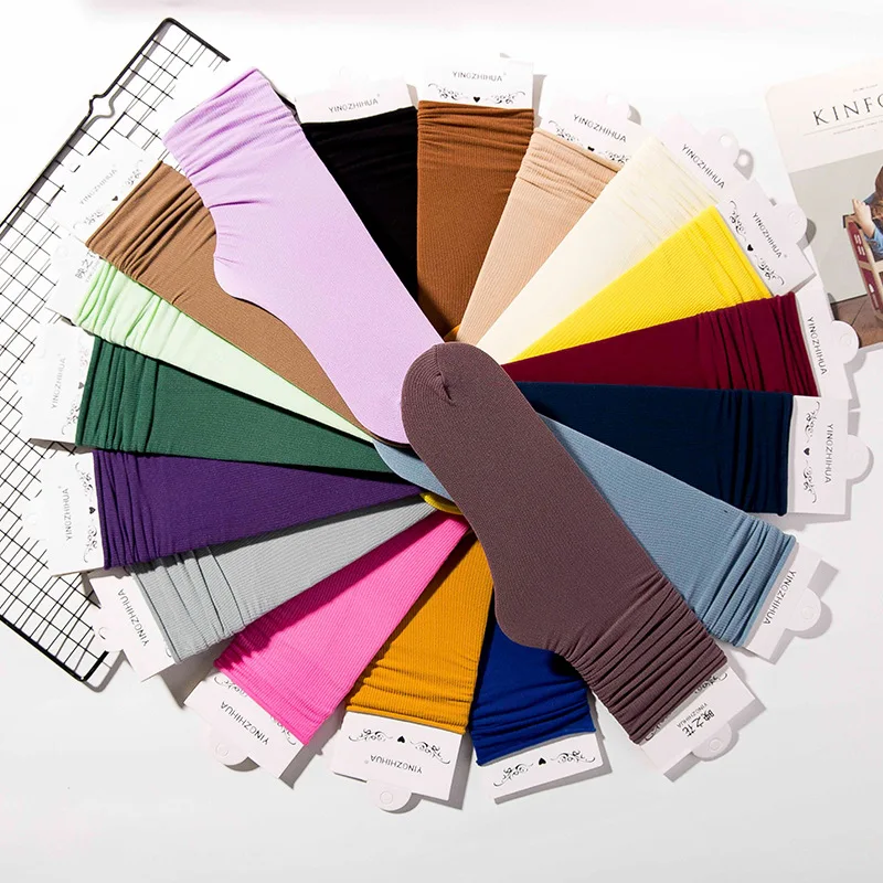 

Japanese Korea High School Girls High Socks Loose Solid Colors Double Needles Knitting Cotton Long Socks Women