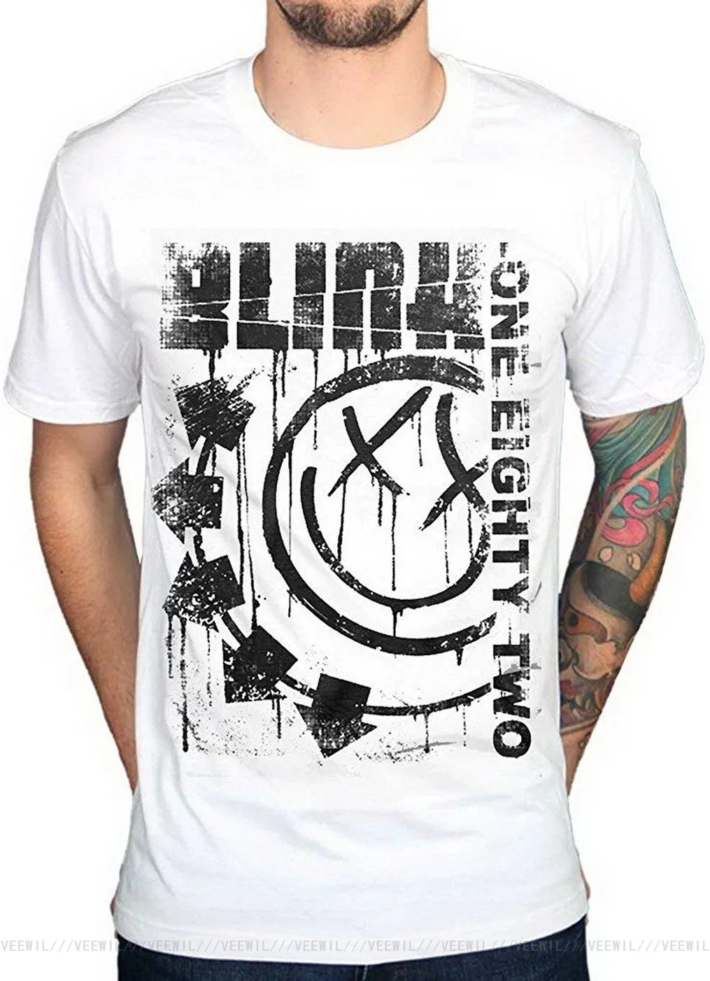 

Мужская Официальная футболка Blink 182 со вставками на сто восемьдесят два футболки Мужская Женская Спортивная одежда для спортзала Топы Футбо...