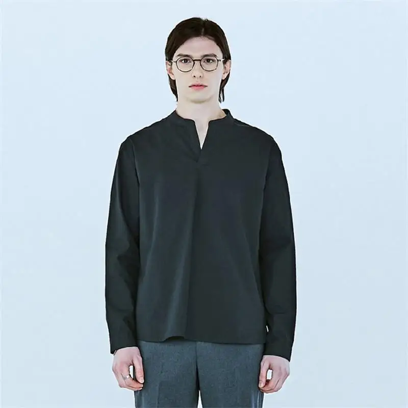 

S-6XL! Мужская одежда больших размеров для подиума! Новые мужские рубашки больших размеров, простая рубашка с воротником-стойкой без воротник...