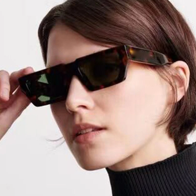 SO&EI Fashion Small Rectangle Jelly Gray Sunglasses Women Shades UV400 Retro Square Leopard Men Sun Glasses