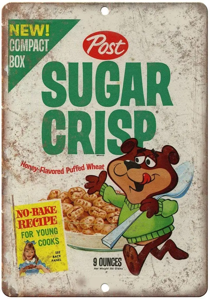 

Metal Wall Sign New Compact Box Post Sugar Crisp Tin Sign Mall Supermarket Cafe Wall Decoration Retro Metal Plate 12*8 Inch