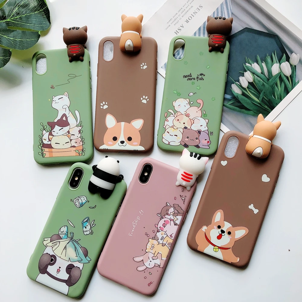 Чехол для iPhone 7 8 Plus силиконовый чехол 11 Pro Max Kawaii панда кошка собака SE 2020 X XR XS 6 6s