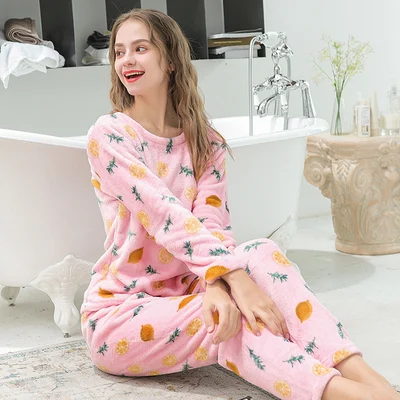 Ночные рубашки женские Kawaii утепленные фланелевые Мультяшные Большие размеры зимние бархатные женские пижамы милые теплые мягкие ночные рубашки шикарные - Цвет: pink3