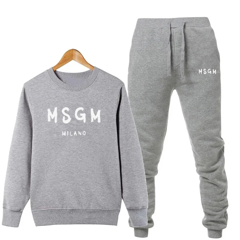 Мужские комплекты, спортивный костюм, теплые комплекты с принтом MSGM, модная спортивная одежда с толстовки, комплект из 2 предметов, осенне-зимний костюм для мужчин