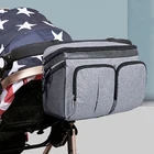 Серая сумка-Органайзер для детских колясок, большая сумка для подгузников для детских вещей, сумка для детских колясок, держатель для бутылочек, дорожные сумки
