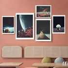 Винтажный постер советского космоса, настенная Картина на холсте с изображением ночного неба, Вселенной, земли, галактики, Современная научная фантастика, картины, домашний декор