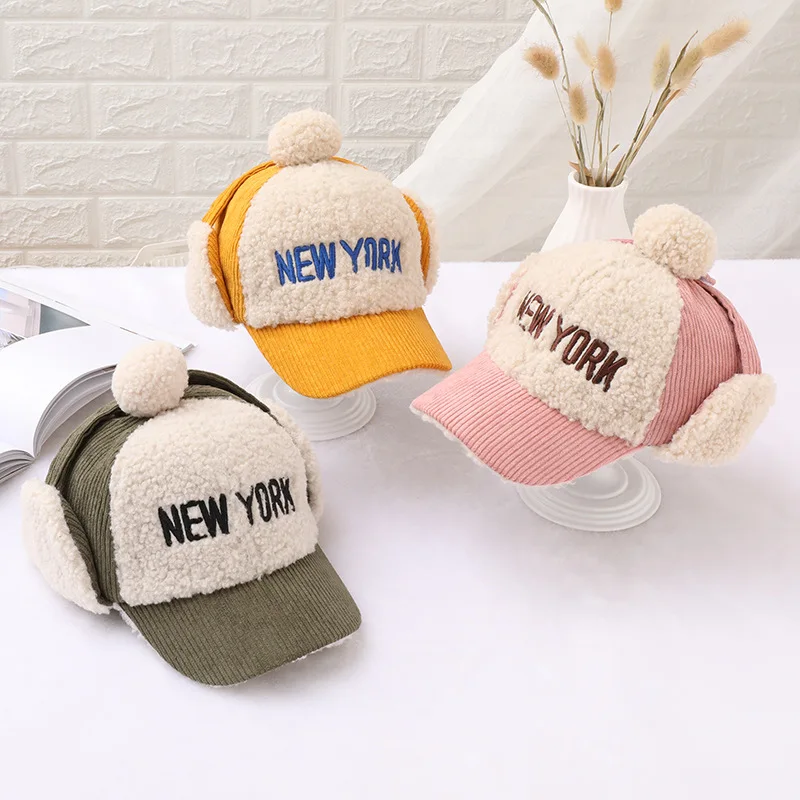 

2020 Winter Cap NEW YORK Embroideried Outdoor Sports Cap For Boy Girl Faux Fur Baseball Cap Hip-Hop Hat Visor gorras de béisbol