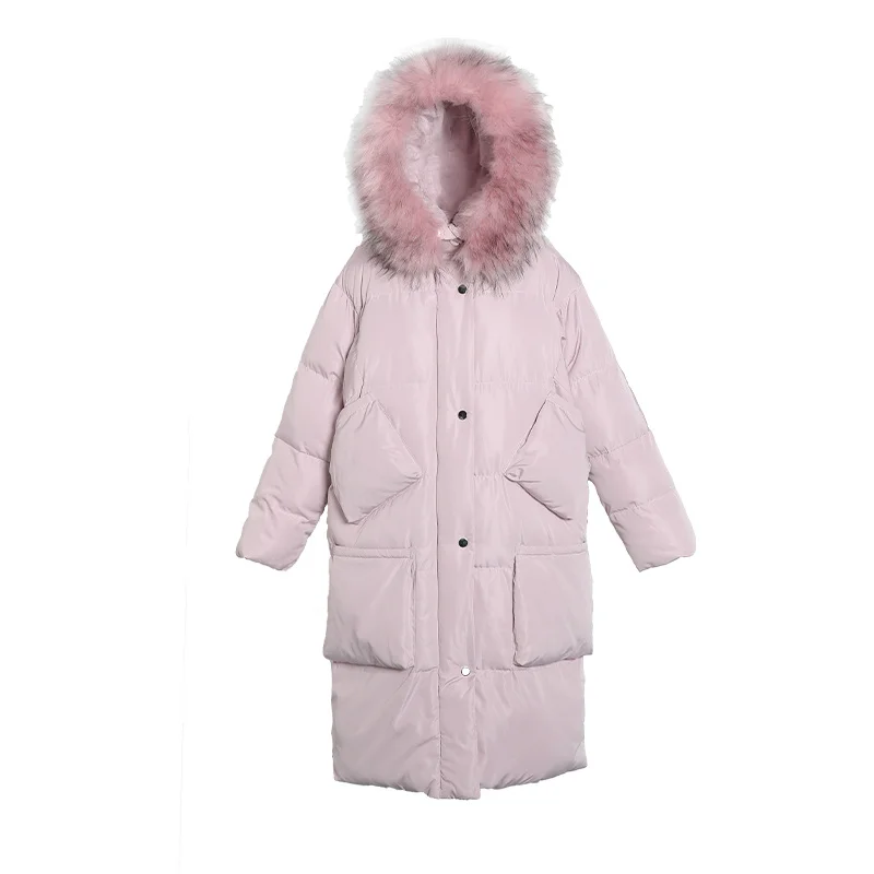 

Loose Oversized Coats BF Style Winter Jacket Women Hooded Fur Collar Long Parkas Mujer Cotton Padded Jacket Women Overcoat C5992