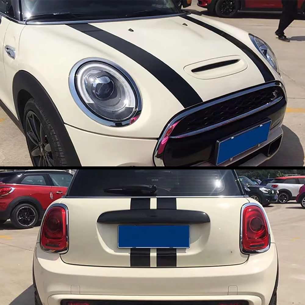 

2x New Car Exterior Bonnet Stripes Hood Sticker Cover Vinyl Decal Fit for MINI Cooper R50 R53 R56 R55 Black/White/Red dWm2754536