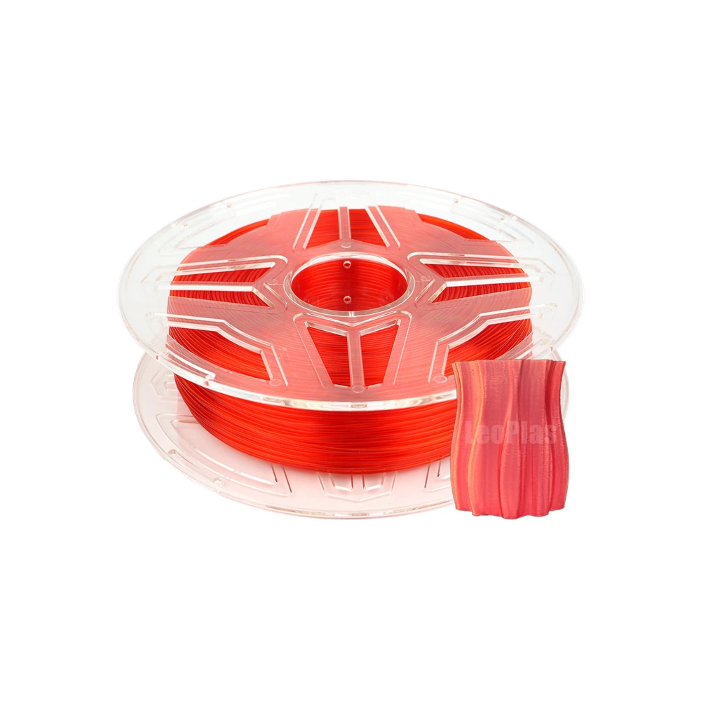 LeoPlas 1kg 1.75mm Transparent Translucent Clear Red PETG Filament 3D Printer Consumable Printing Supply Plastic Material