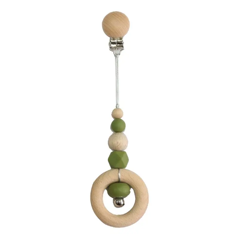 

Baby Pacifier Chain Clip Infant Teether Nipple Holder Wooden Teething Ring Toys C6UF