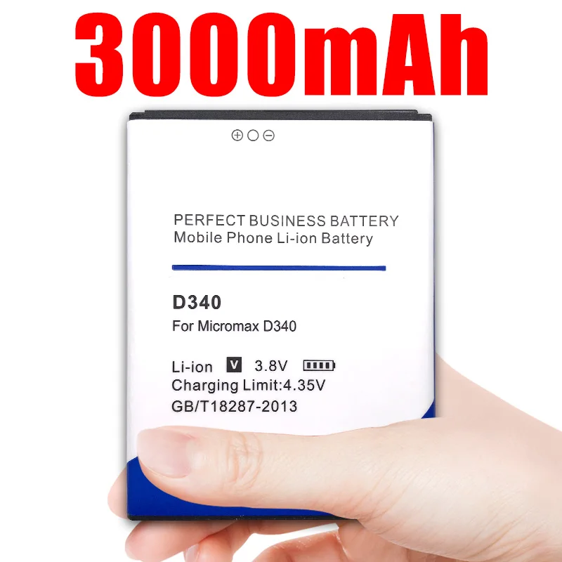 Для замены литий ионной батареи D340 батарея MICROMAX 3000MAH|Аккумуляторы для мобильных