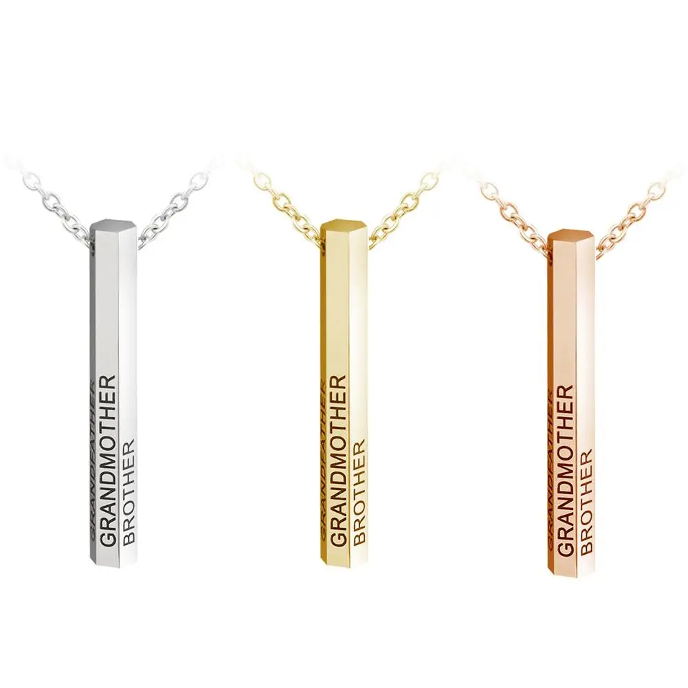 Цепочка с подвеской в виде шестиугольной колонны гравировкой|Ожерелья