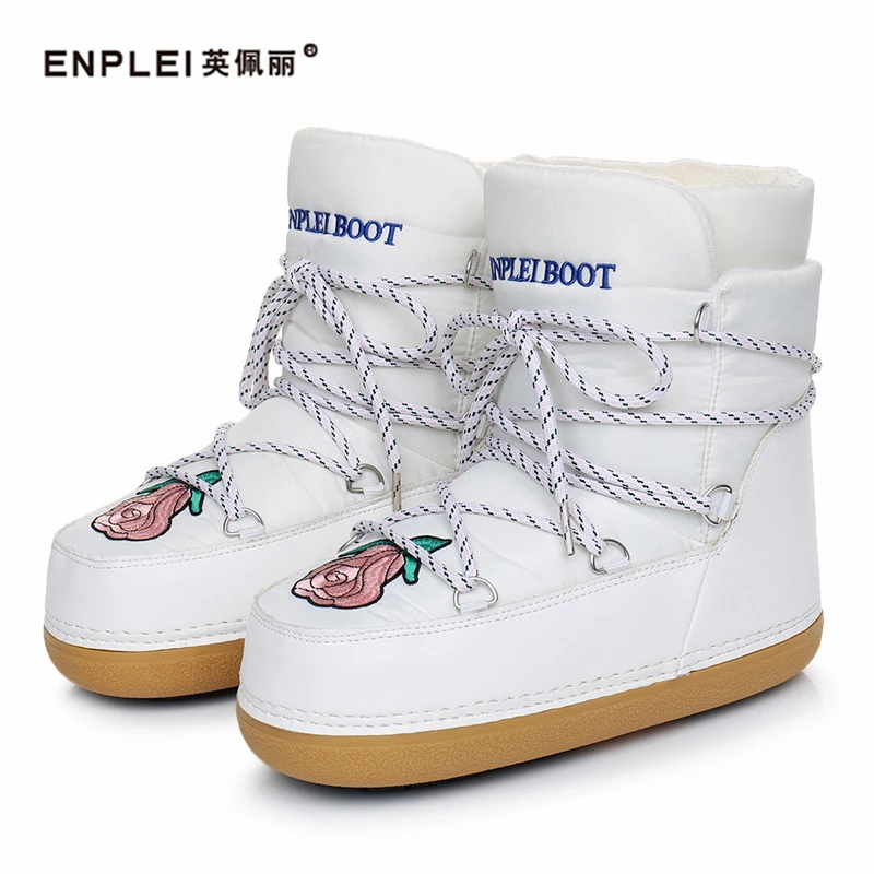 Enplei/женские зимние ботинки Лыжные Зимние на шнуровке с защитой от холода